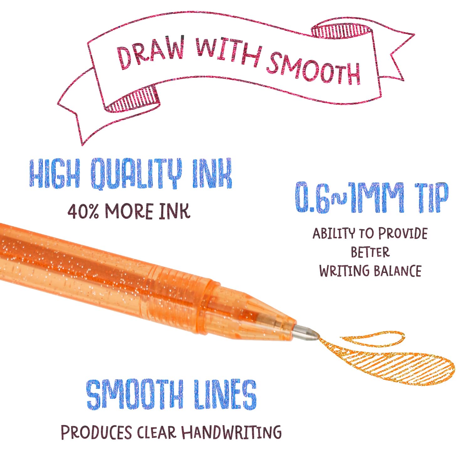 Gel Pens For Coloring Glitter Gel Pens 18 Colors,Metallic Vibrant