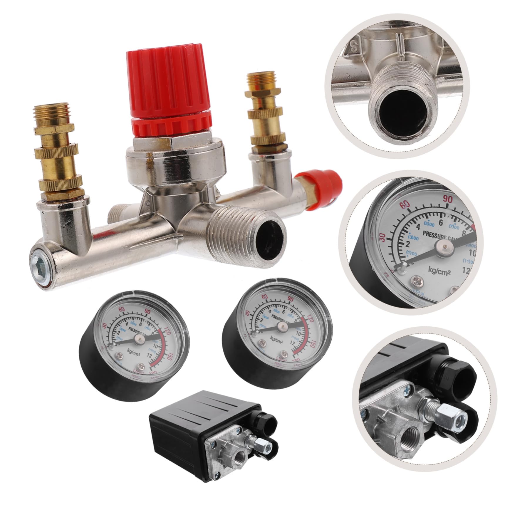 Pressostato per Compressore Aria 175psi 16a con Manometri | Regolatore di Pressione con Controllo Integrato, Accessorio per Compressore Aria, Struttura Metallo-plastico