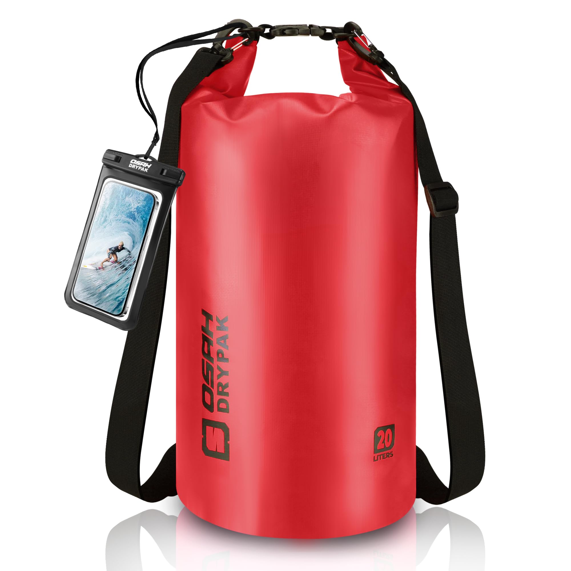 OSAH DRYPAK Dry Bag wasserdichte Tasche 5L/10L/20L/30L/40L Drybag Rucksack Wasserdicht Beutel mit Schultergurt und Wasserfester Handyhülle für Wassersport, Kajakfahren, Bootfahren, Camping