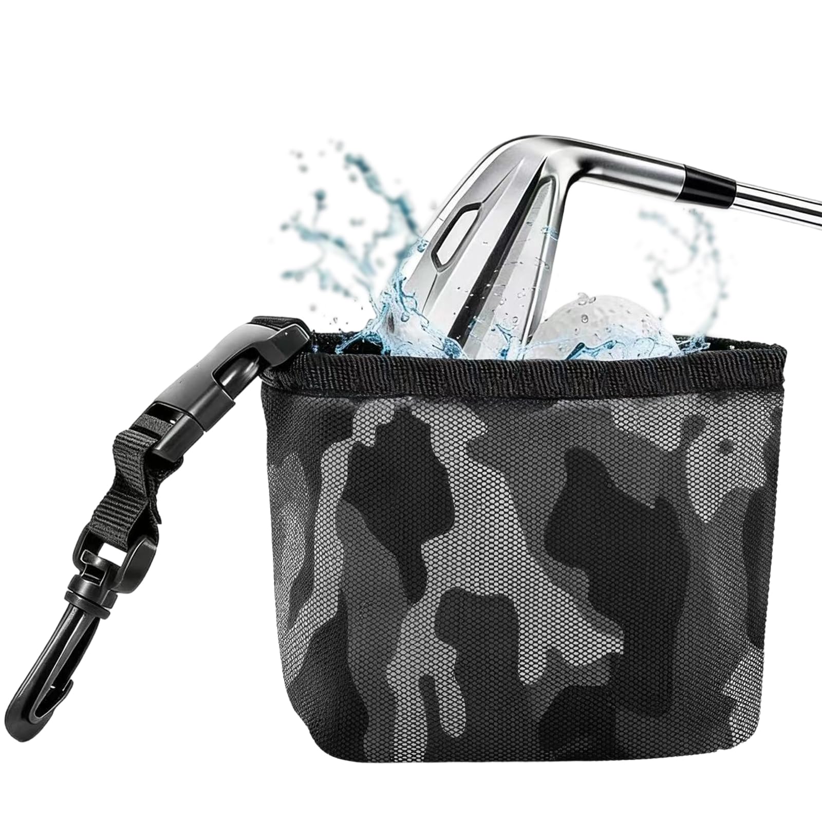 Golf Club and Golf Ball Cleaning Bag, Waterproof Clean Technology Liner Cleans Club Grooves Detachable Clip Machine Washable, Golfer Gifts for Men