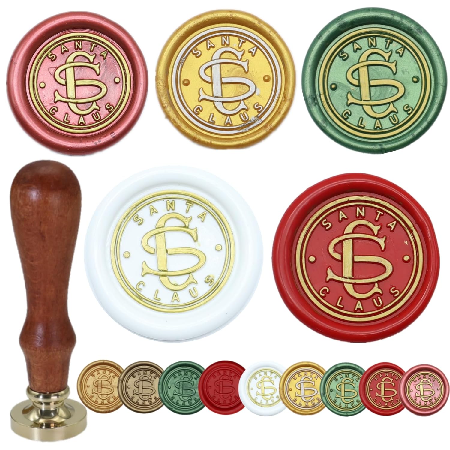 Santa Claus Wax Seal Stamp Kit, Electric Wax Seal Warmer Set with 728 Pcs Sealingwax Beads, Melt Furnace, Christmas Waxstamp, Gold Pen, Tweezer (K002)