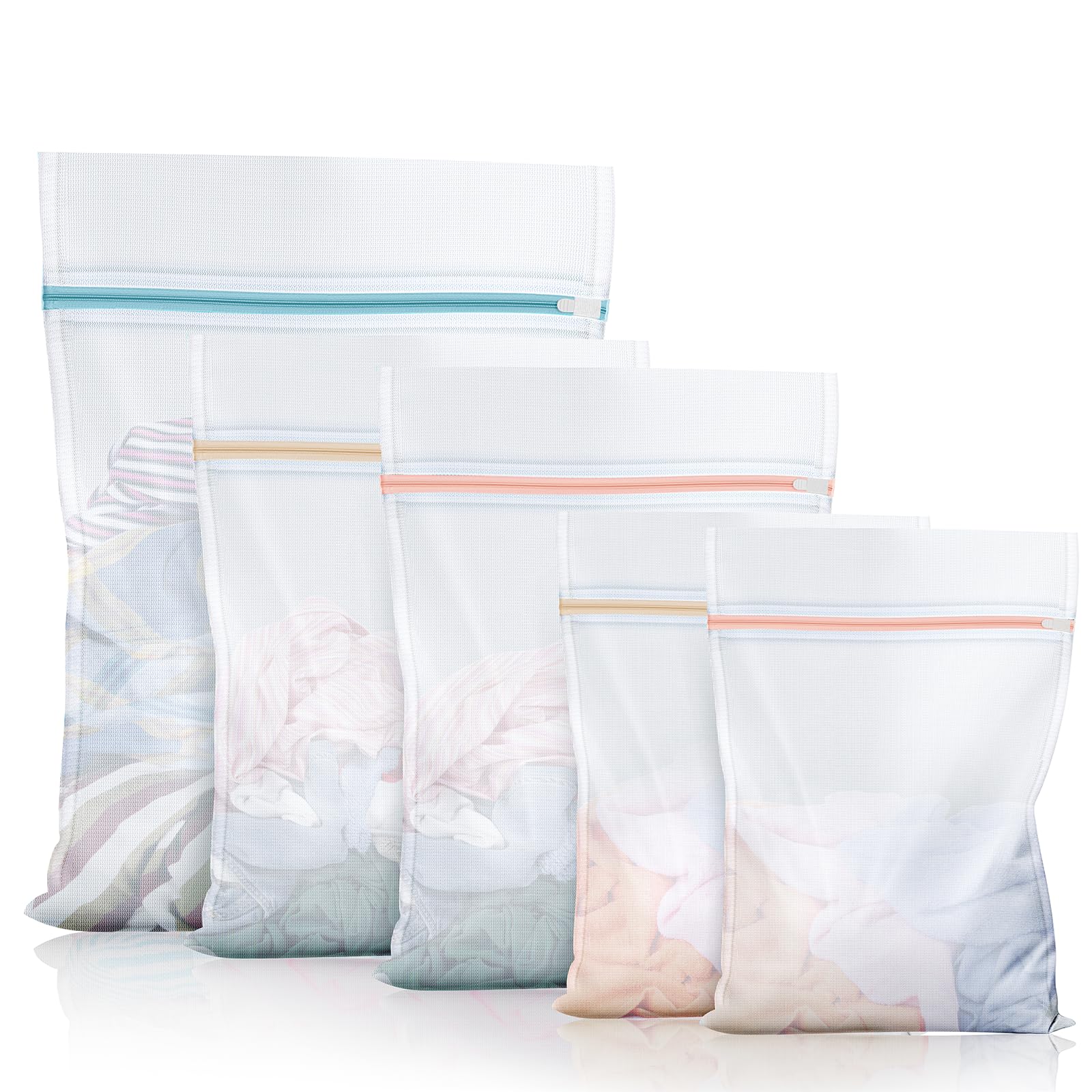 5-Pack Mesh Laundry Bags for Delicates Zippered Wash Bags for Bras Shoes Travel College Dorm Essentials in 3