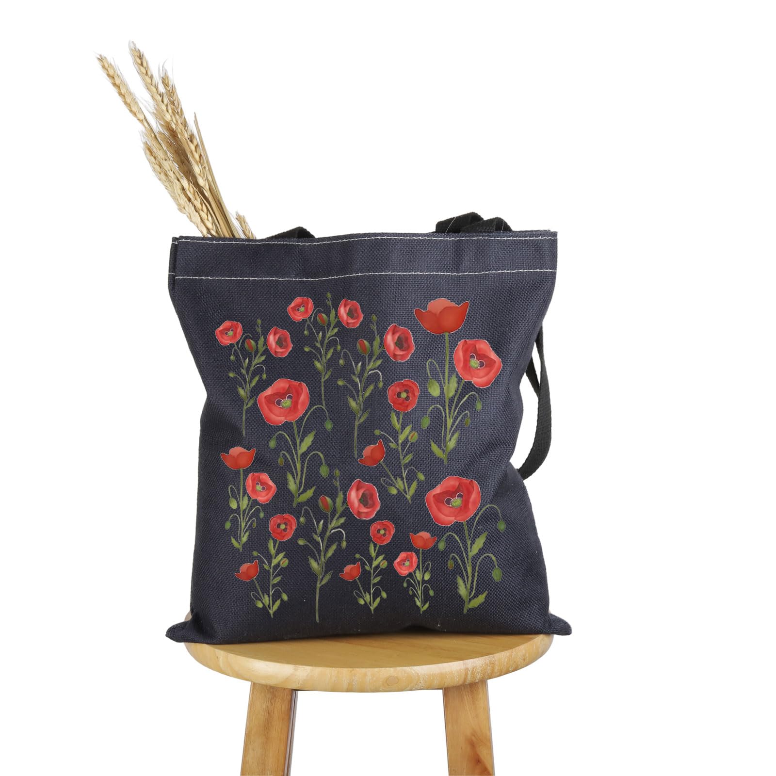 PWHAOO Red Poppy Flower Lover Gift Red Poppy Theme Tote Bag Flower G-irl Handbag Wildflower California Poppies Merch