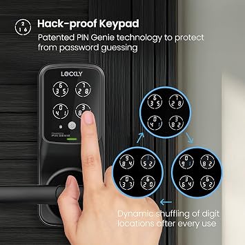 Lockly Secure Plus with Wi-Fi Hub Smart Door Lock, Keyless Entry Door Lock, PIN Genie Keypad, 3D Biometric Fingerprint Sensor, Voice Control, Auto Lock - Matte Black