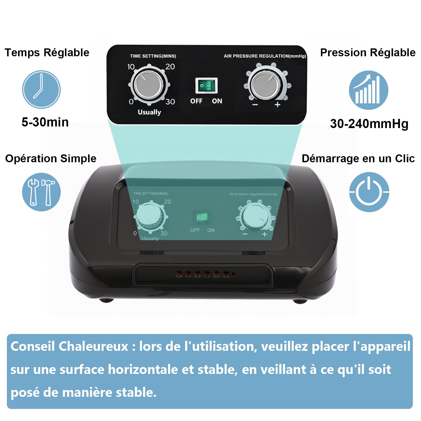Bottes Pressothérapie Jambes Pressothérapie Professionnelle pour la Maison 6 Chambres Appareil de Massage Jambe Drainage Lymphatique pour la Fatigués et Circulation (Noir 2jambes, Grand)