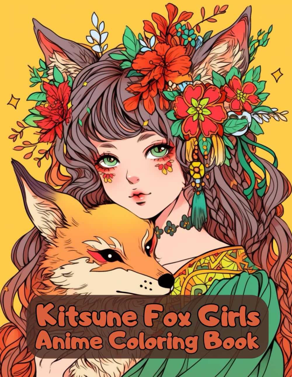 Kitsune Fox Girls Anime Coloring Book: Cute Fox Girls and Kitsune Foxes To Color For Kids & Adults