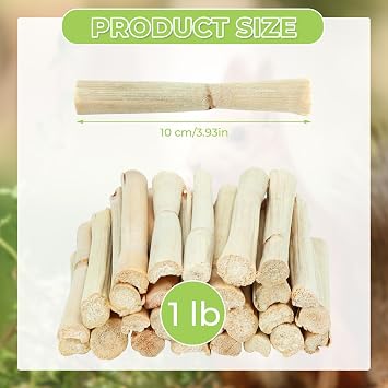 1lb Natural Sweet Bamboo Chew Sticks, Molar Teething Treats Toys for Rabbits, Bunnies, Guinea Pigs, Hamsters, Chinchillas, Rats & Other Small Animals