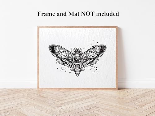 Miniatura 6 de Dignovel Studios 8X10 sin marco cabeza de muerte halcón polilla insecto tótem ciencia animal acuarela arte impresión arte pared guardería niños