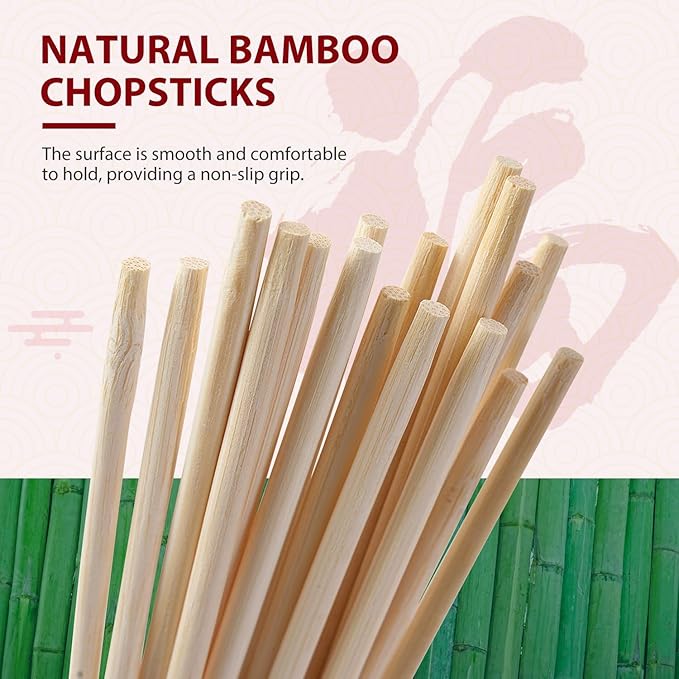 Soeos Palitos Chinos Desechables, 100 Pares, Palitos de Madera Desechables con Empaque Rojo, Palitos de Bambú Envoltorio Individual para Sushi Japonés y Platos Asiáticos, 7.6 pulgadas miniatura 5