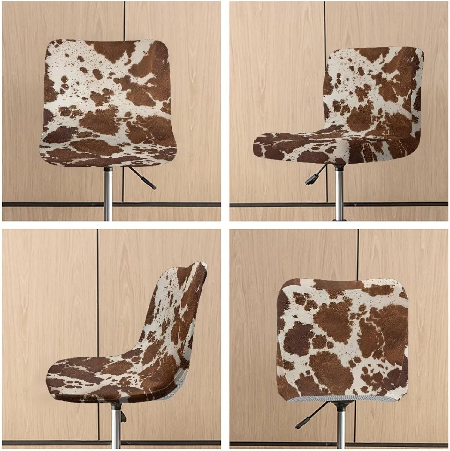 Brown Cow Print Bar Stool Seat Covers with Elastic Band Bar Stool Covers with Backs Non-Slip Elastic Square Barstool Cover Slipcovers for Pub Dining Room, 4th of July Decor, 2 Pack