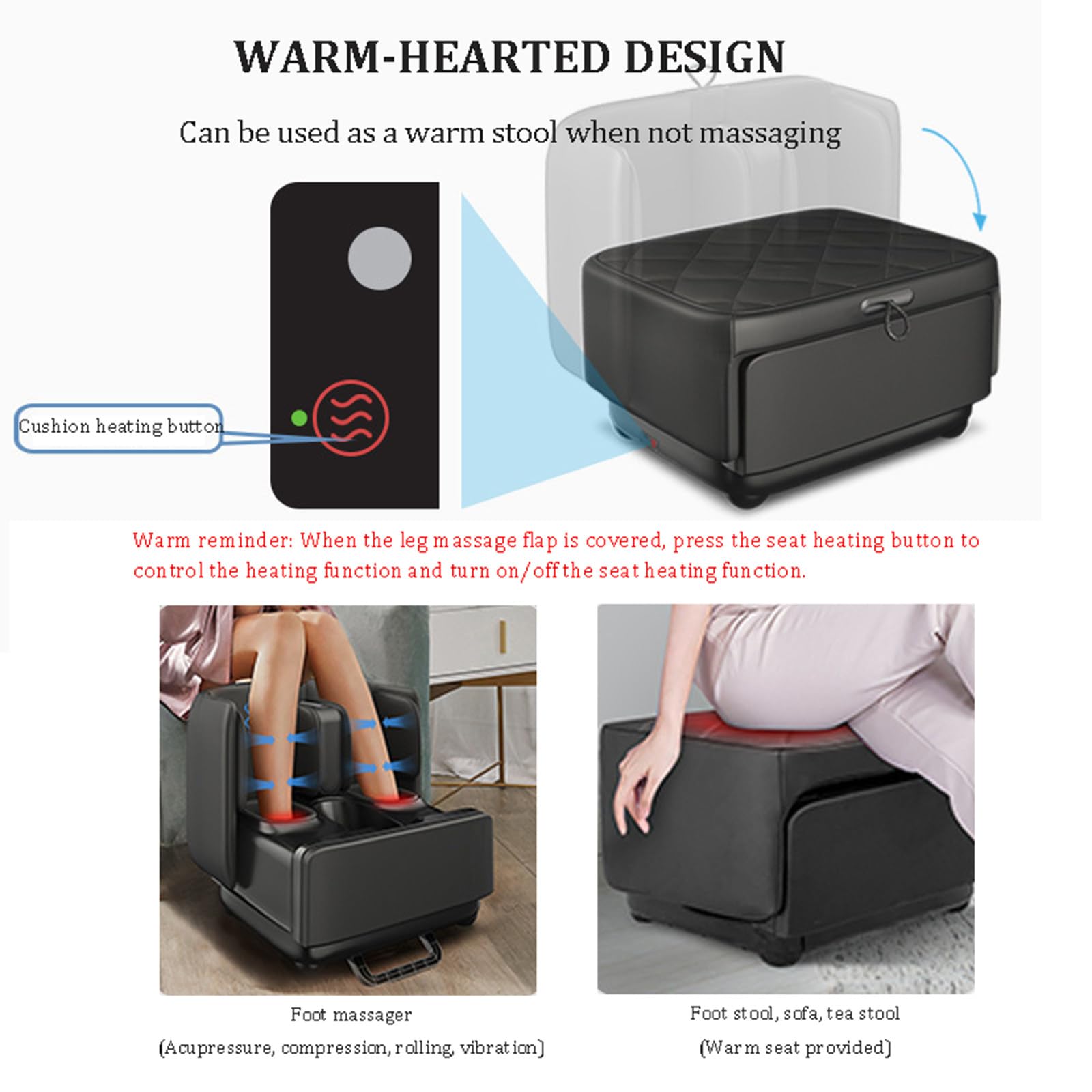 Massaggiatore Shiatsu per piedi con calore, massaggiatore 2 in 1 per piedi e polpacci, per muscoli stanchi, sollievo dalla fascite plantare, vibrazioni e compressione, per uso familiare