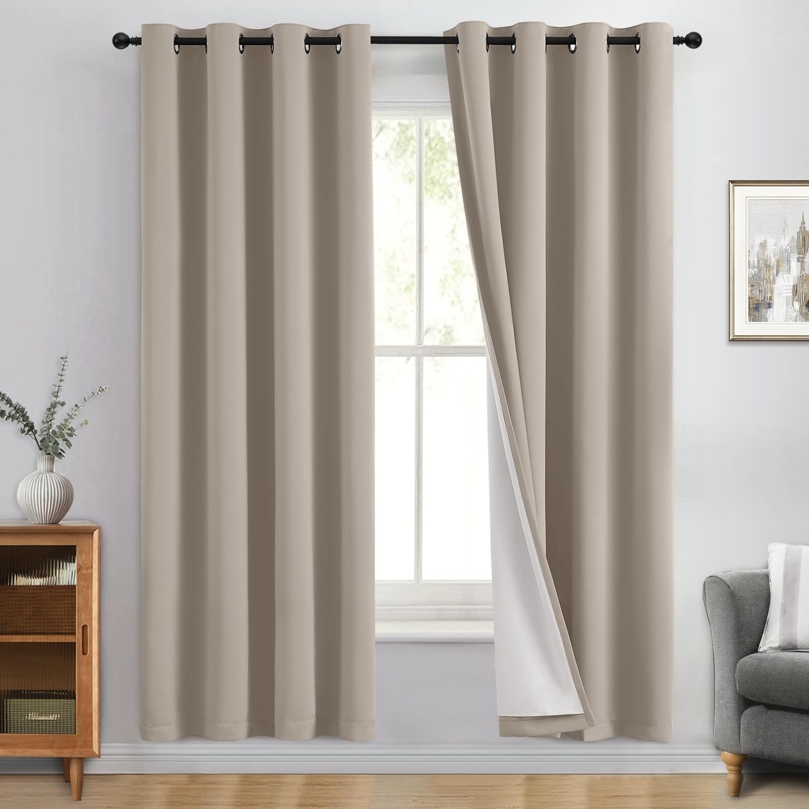 Yakamok Natural Blackout Curtains 72 Inches Long for Bedroom 50" Wide 2 PCS โ image 1