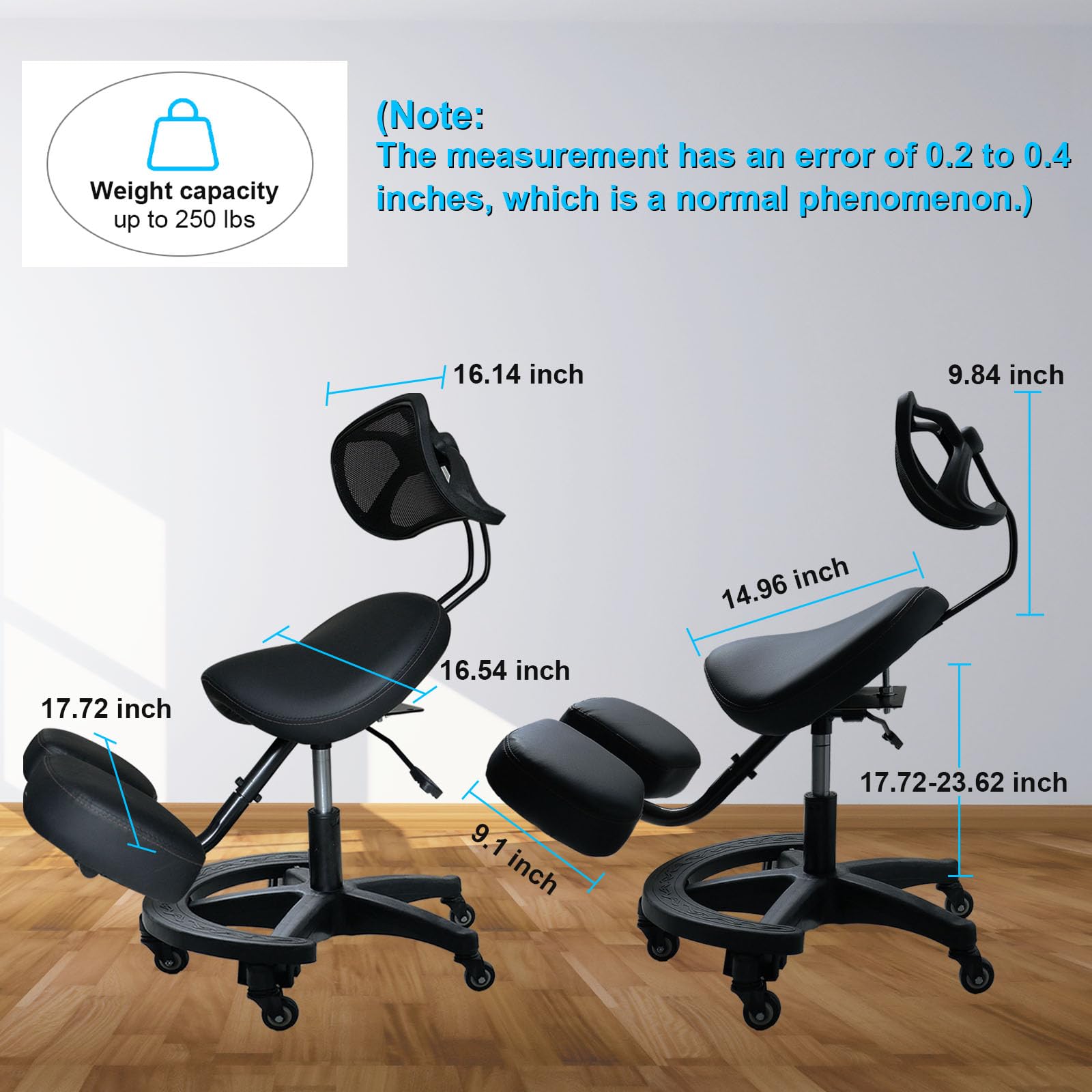 ZZYY Chaise Ergonomique À Genoux, Siège De Posture À Hauteur Réglable, Chaise De Bureau avec Roues Pivotantes 360, Chaise De Bureau À Genoux D'ordinateur Mobile