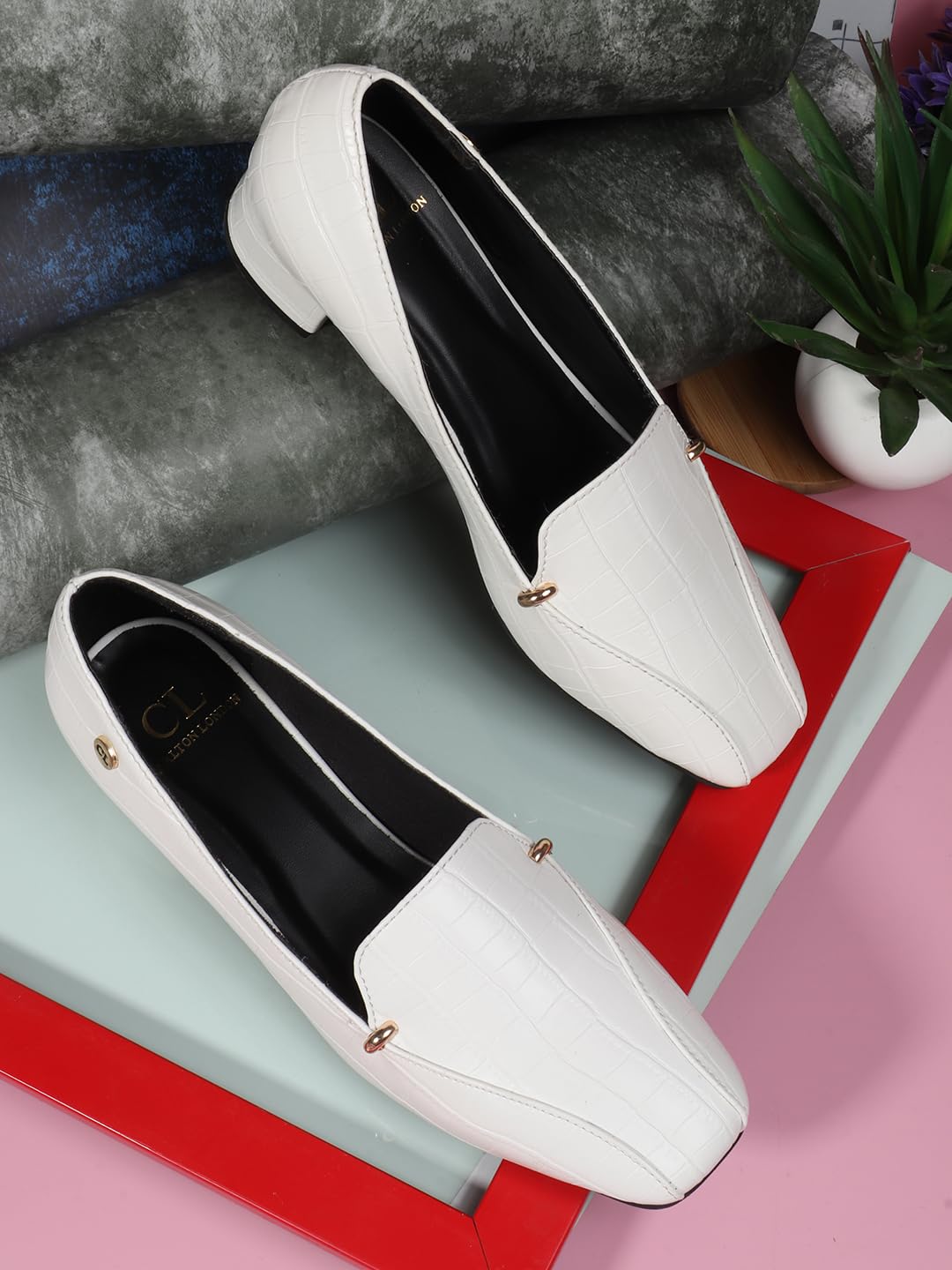Carlton London Scarpe da donna eleganti con tacco a blocco, punta quadrata per feste, ufficio e uso quotidiano