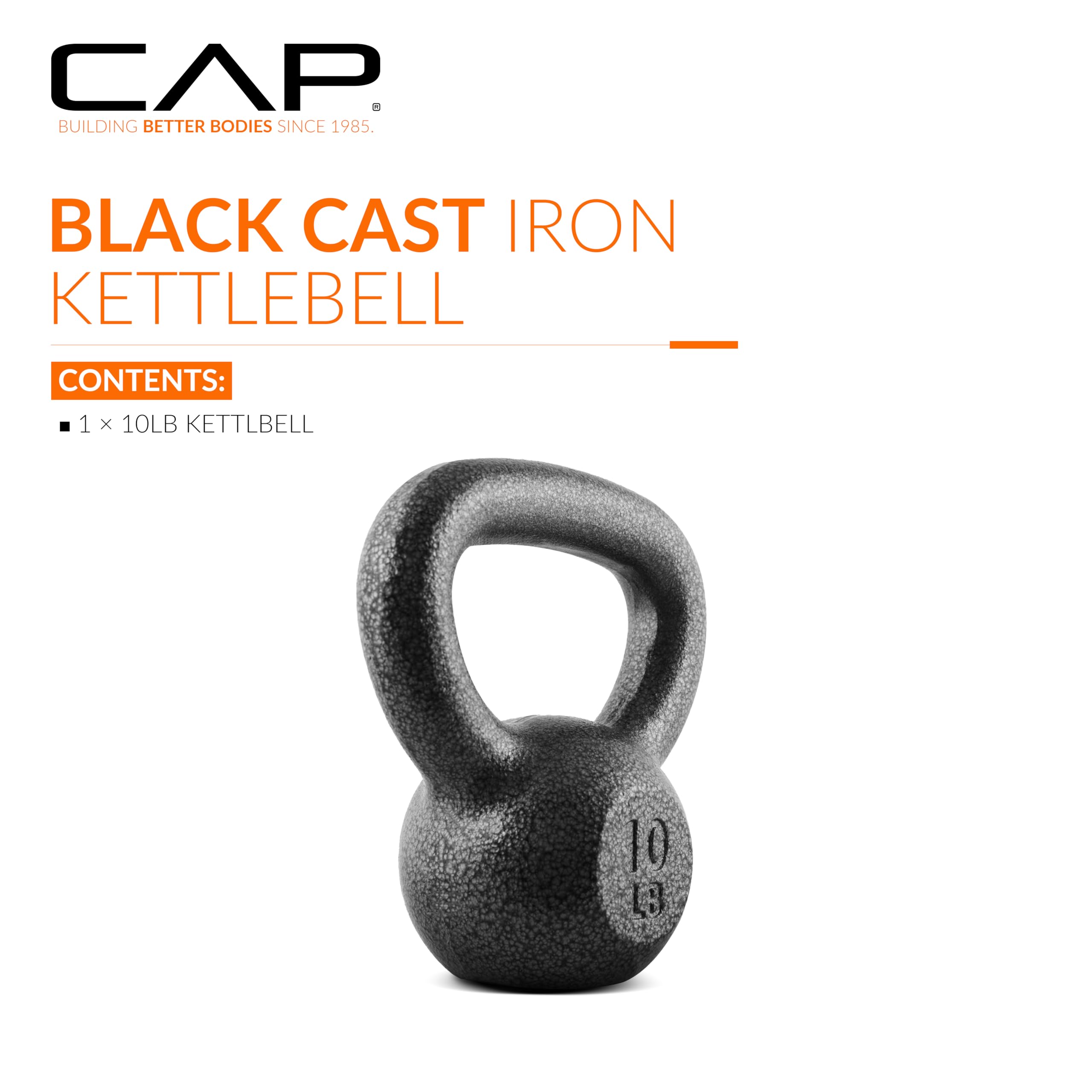 Amazon | (10 pounds) - CAP Barbell Cast Iron Kettlebell, Black