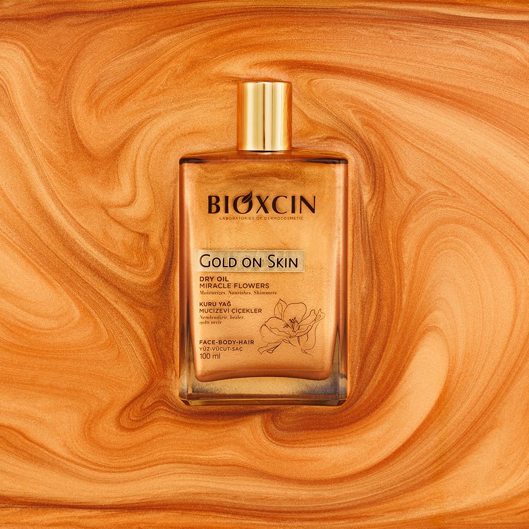 Bioxcin Gold On Skin Kuru Yağ – Yasemin, Manolya, Hanımeli, Kalendula ve Hindistan Cevizi Yağları İçeren Işıltı Veren Nemlendirici – 100 ml – Tüm Cilt Tipleri İçin