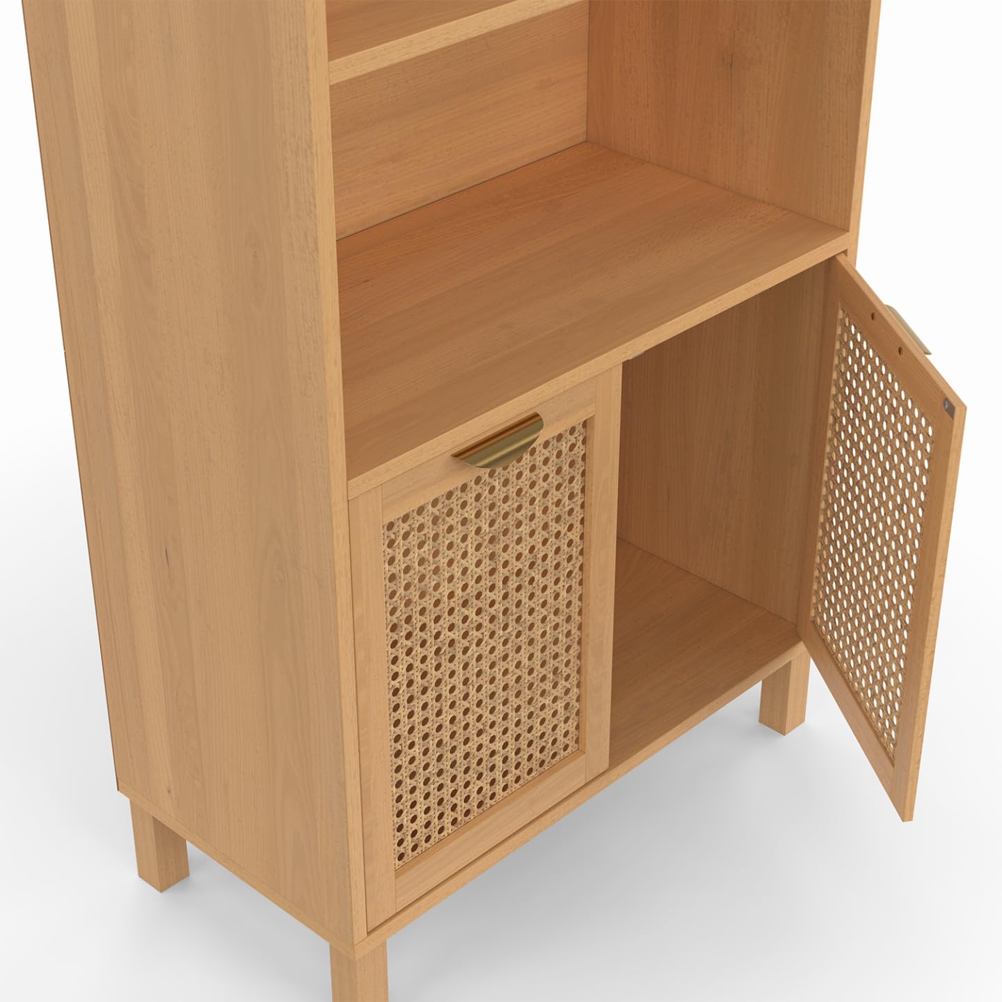 IDMarket - Etagère bibliothèque 4 Niveaux avec Placard EDHEN cannage et Bois