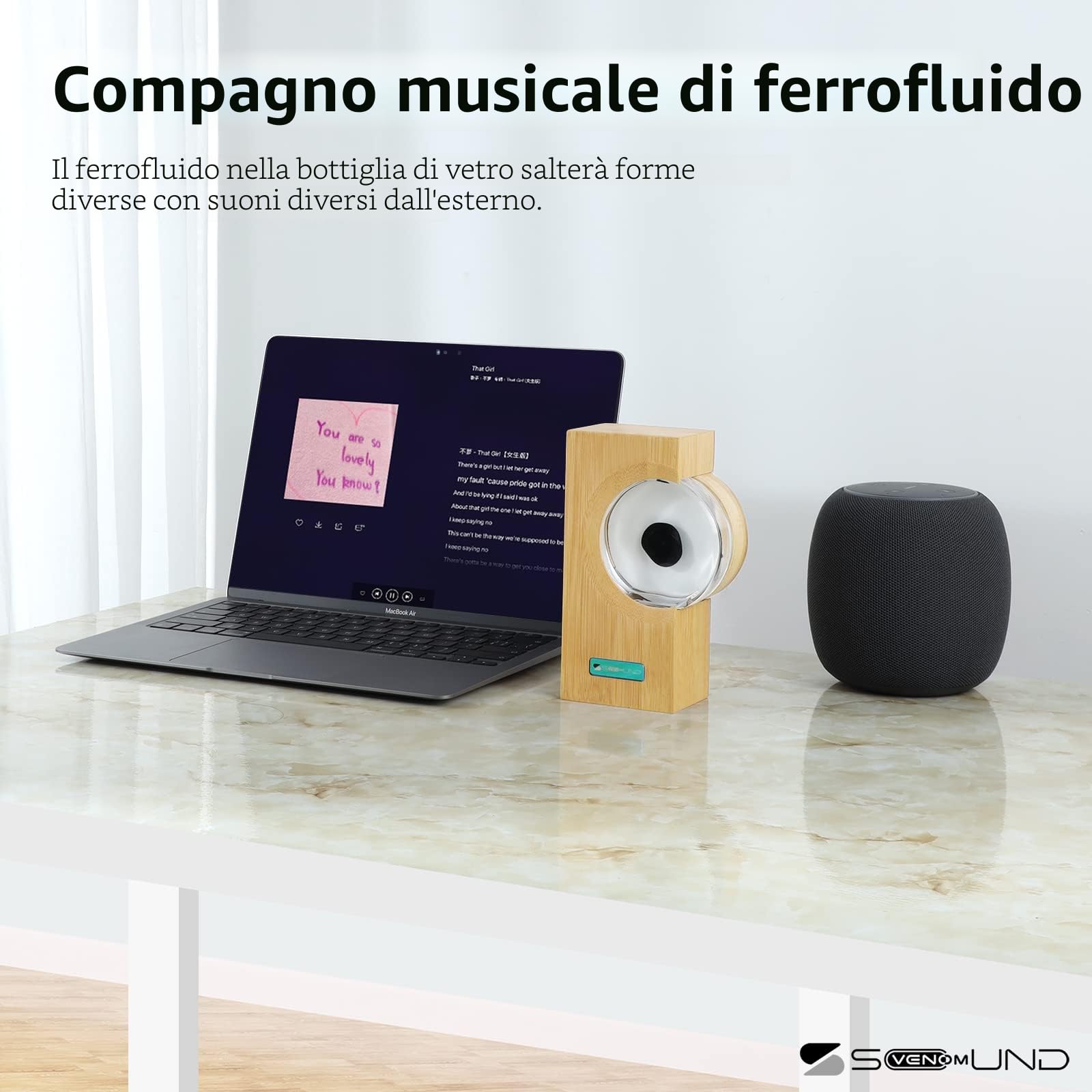 sovenomund Ferrofluid Speaker Music Mate, Lampada Ferrofluid che Balla a Ritmo di Musica - Decorazione da Scrivania, Regalo per Adolescenti (Non è un Altoparlante, Senza Suono)