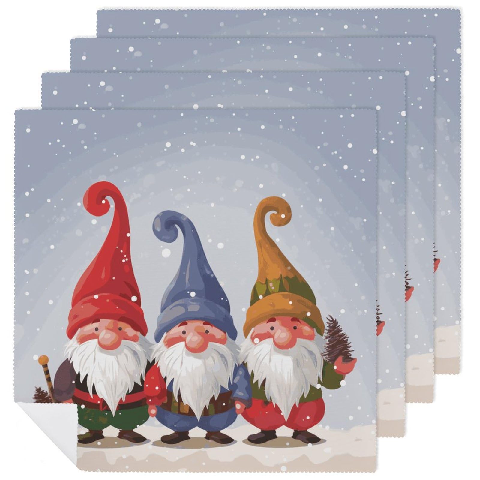 Serviettes de table en tissu doux pour réchauffer l'ambiance de vos repas d'hiver - Lot de 4