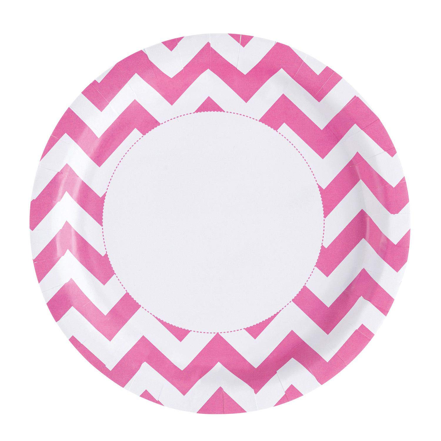 Amscan 23 cm Chevron Paper Plates, Bright Pink
