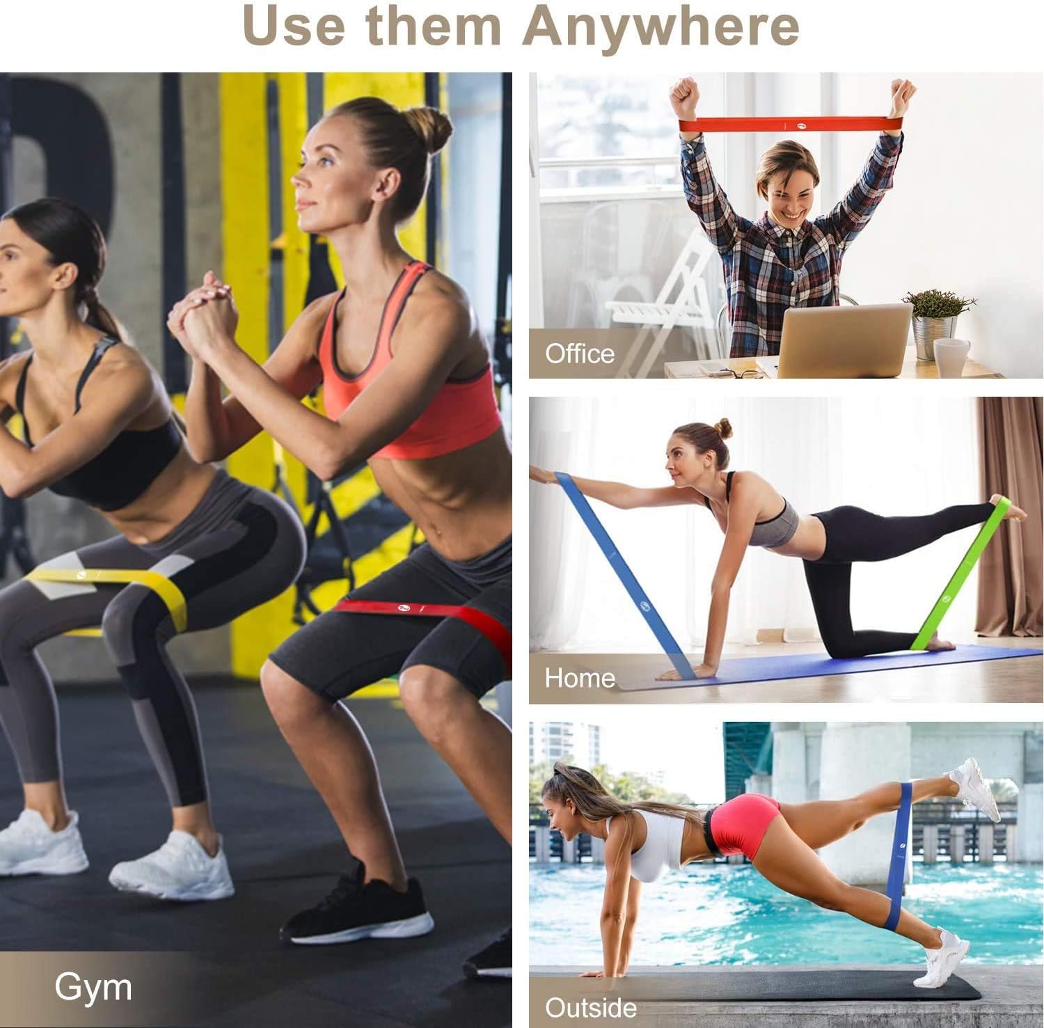 Resistance Loop Mini Bands for Men & Women (Set of 5 Exercise Bands with Carry Bag), Extra-Light, Light, Medium, Heavy & Extra-Heavy Resistance
