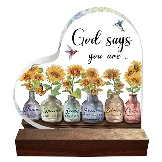 ACSENCETER Inspirational Gifts for Women Night Lights Christian Gifts Religious Gift Acrylic Positive Quotes Christmas Gift USB Night Lamp Encouragement Keepsake Birthday Gift Home Decoration 3.7"