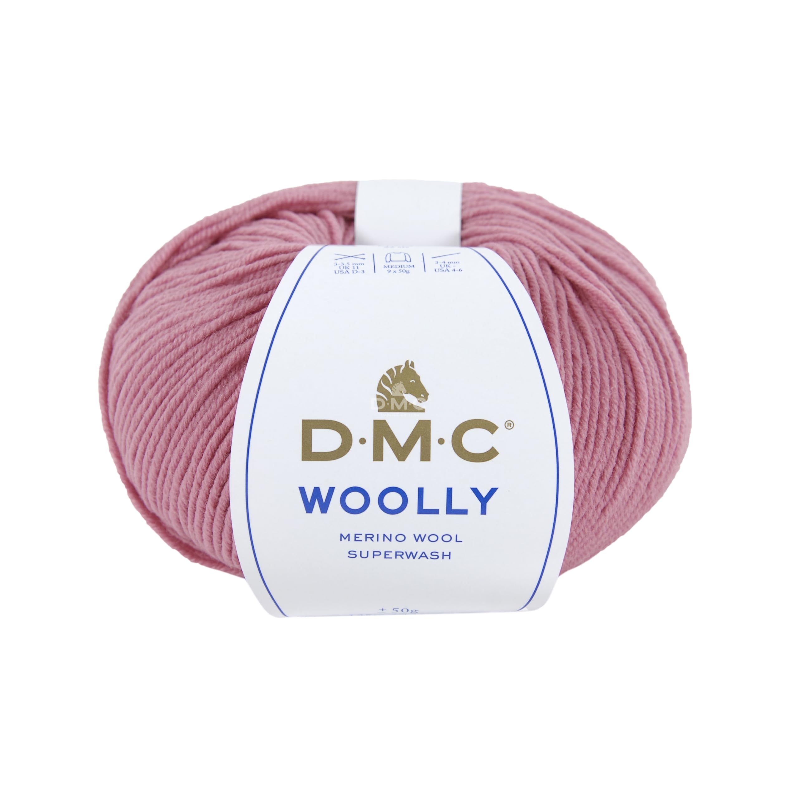 DMC Woolly Merino Yarn, Colour (043), Pink, 50g, 12 x 12 x 7 cm