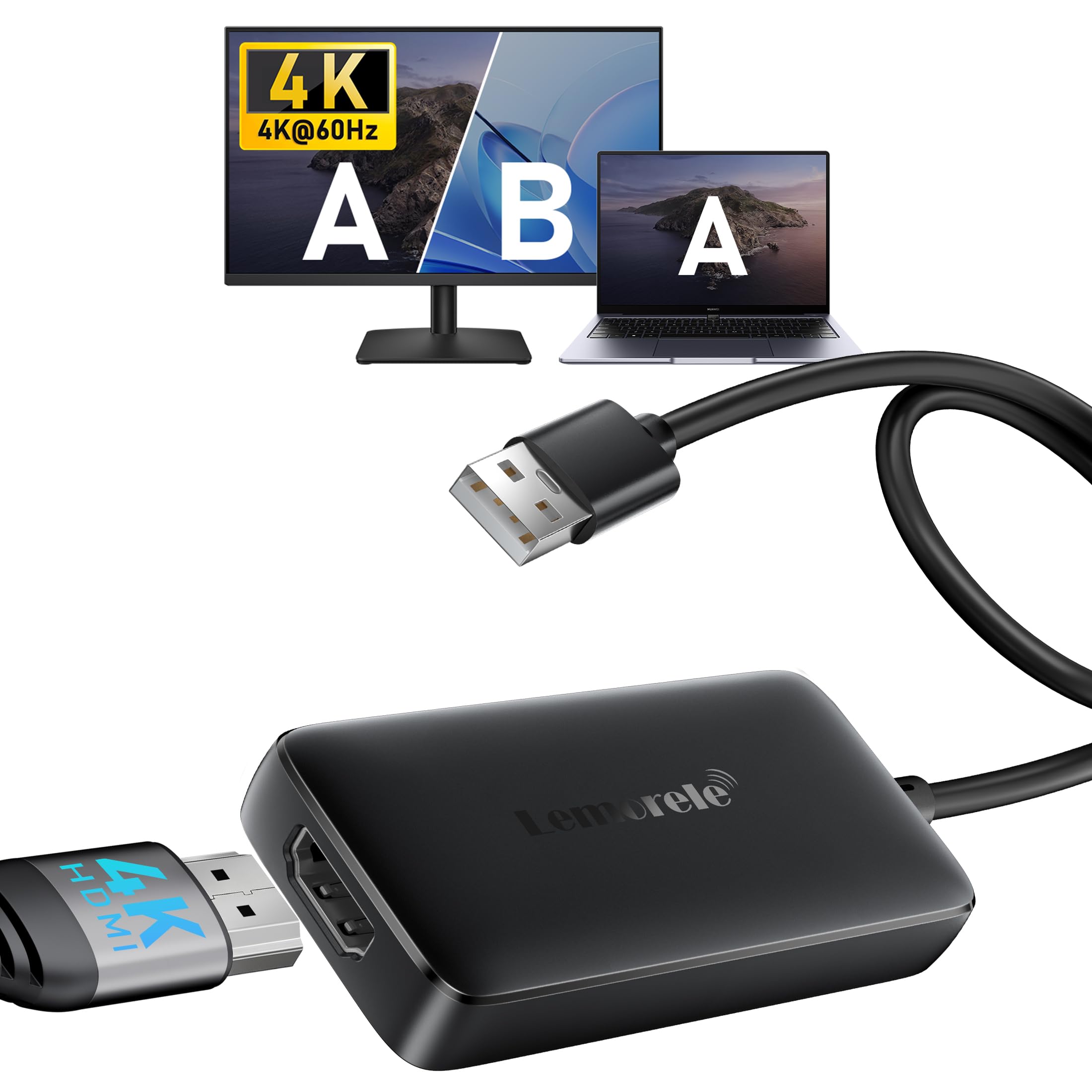 USB A HDMI 変換アダプタ 4K@60Hz 【USB-A to HDMI 変換】 macOS拡張対応 MST ハブ 画面拡張 5Gbps高速伝送 電源不要 USB2.0 変換 外部電源不要 ケーブル長さ24cm TuTuLink ミラー/拡張モード MacBook/Windows 10/11/macOS 10.15以降対応 テレワーク 在宅勤務 (ドライバー必要)