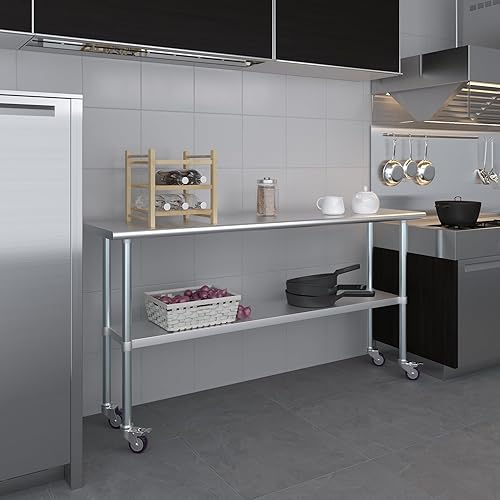 Miniatura 63 de AmGood Mesa de trabajo de acero inoxidable con ruedas Estación de trabajo