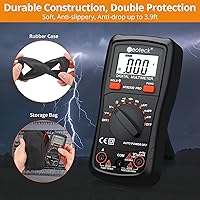 Vista 5 de Neoteck Multímetro digital de rango automático, medidor de voltaje Ohm de amplificador AC/DC con resistencia, continuidad, capacitancia y prueba