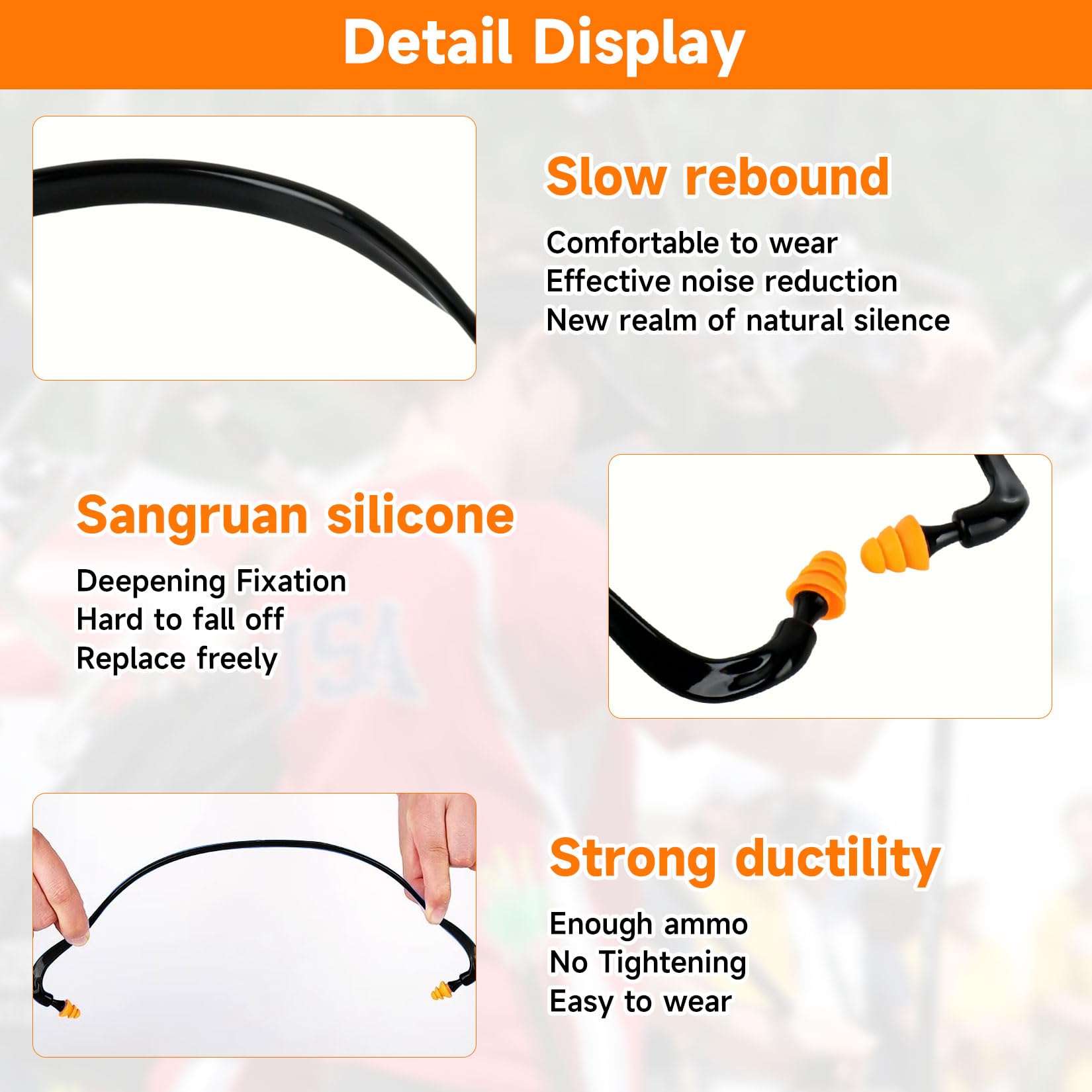 5 Pz Cuffie Antirumore Lavoro, Tappi Orecchie Antirumore per Lavoro, Concerti, Sonno, Viaggi, Tiro Sportivo, con 5 Paia di Tappi Orecchie Lavoros di Ricambio (14,5 x 14,8 cm) - 4