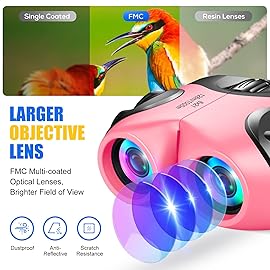 Toys for 3-12 Year Old Girls and Boys , Waterproof Binoculars for Kids Girls Toys Age 3-12 Best Brithday Easter Gifts Christmas Xmas Stocking Stuffers Fillers Toys for Girls Pink