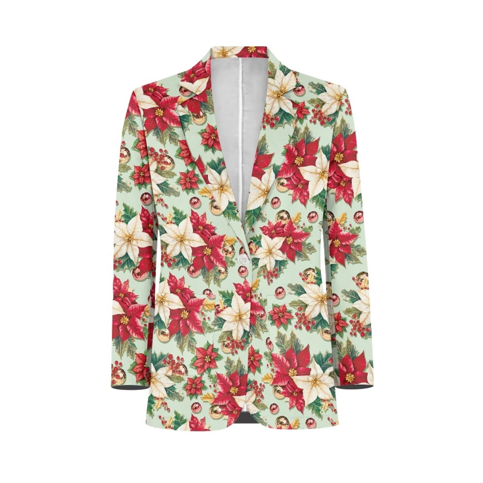 Horeset Vintage Floral Casual Blazer for Womens Long Sleeve Open Front for Holiday Party Work Office Jacket