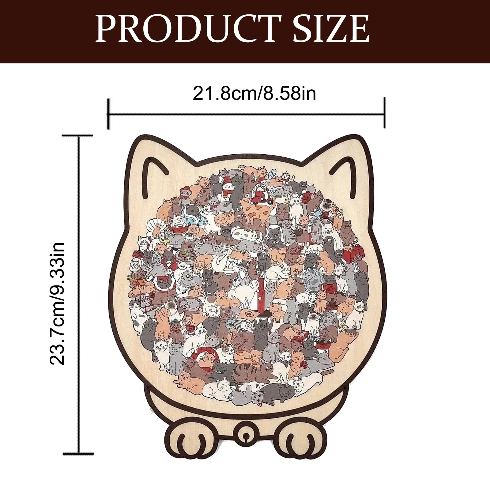 135 Sztuk Morandicolor Drewniane Puzzle W Kształcie Kota, Drewniane Puzzle W Kształcie Kota, Kreatywne Prezenty Dla Miłośników Kotów (A)