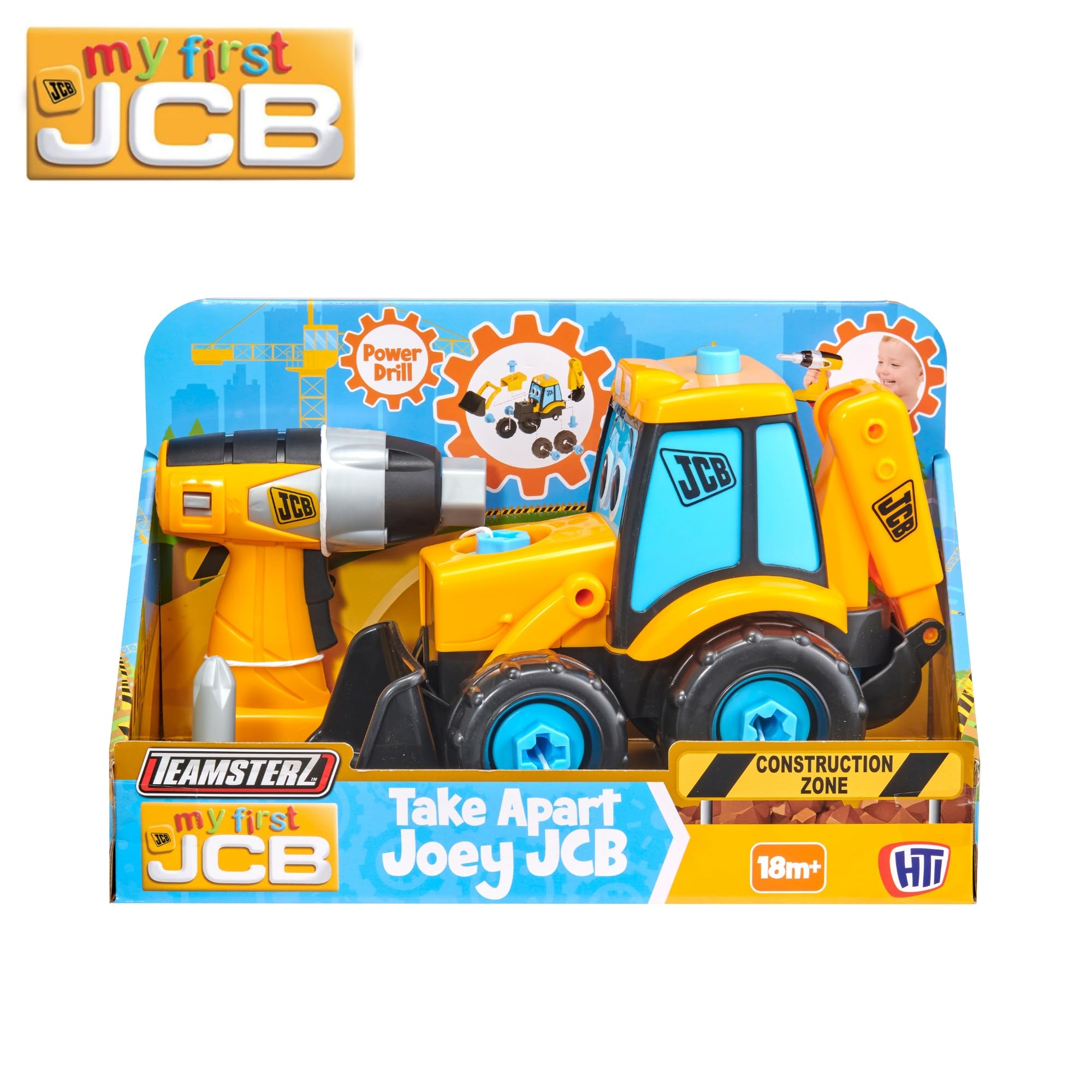 Teamsterz Il mio primo camion JCB Take Apart Joey Digger | Giocattolo Trapano a batteria e Giocattolo da costruzione rimovibile | Set di escavatori da costruzione da 16 pezzi | Età 18M+