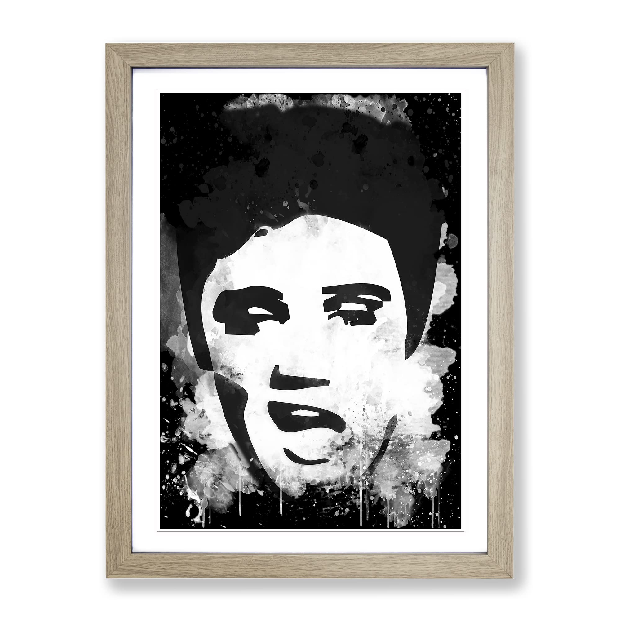 Elvis Presley Face Art Modern Cb Framed Wall Art Print, Ready to Hang Picture for Living Room Bedroom Home Office Décor