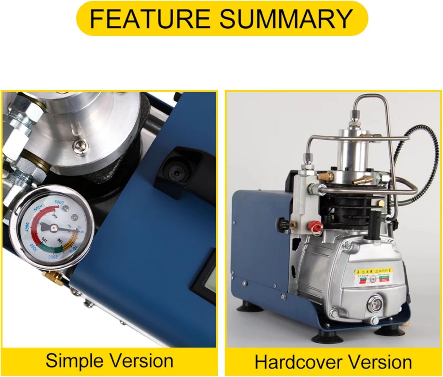 YONGHENG 4500Psi/300Bar Pcp Air Compressor, Auto-Shut Off Air Compressor Oil-Free, for Paintball Tank Pump Scuba Rifle, Filling Air Rifle Filling Blue