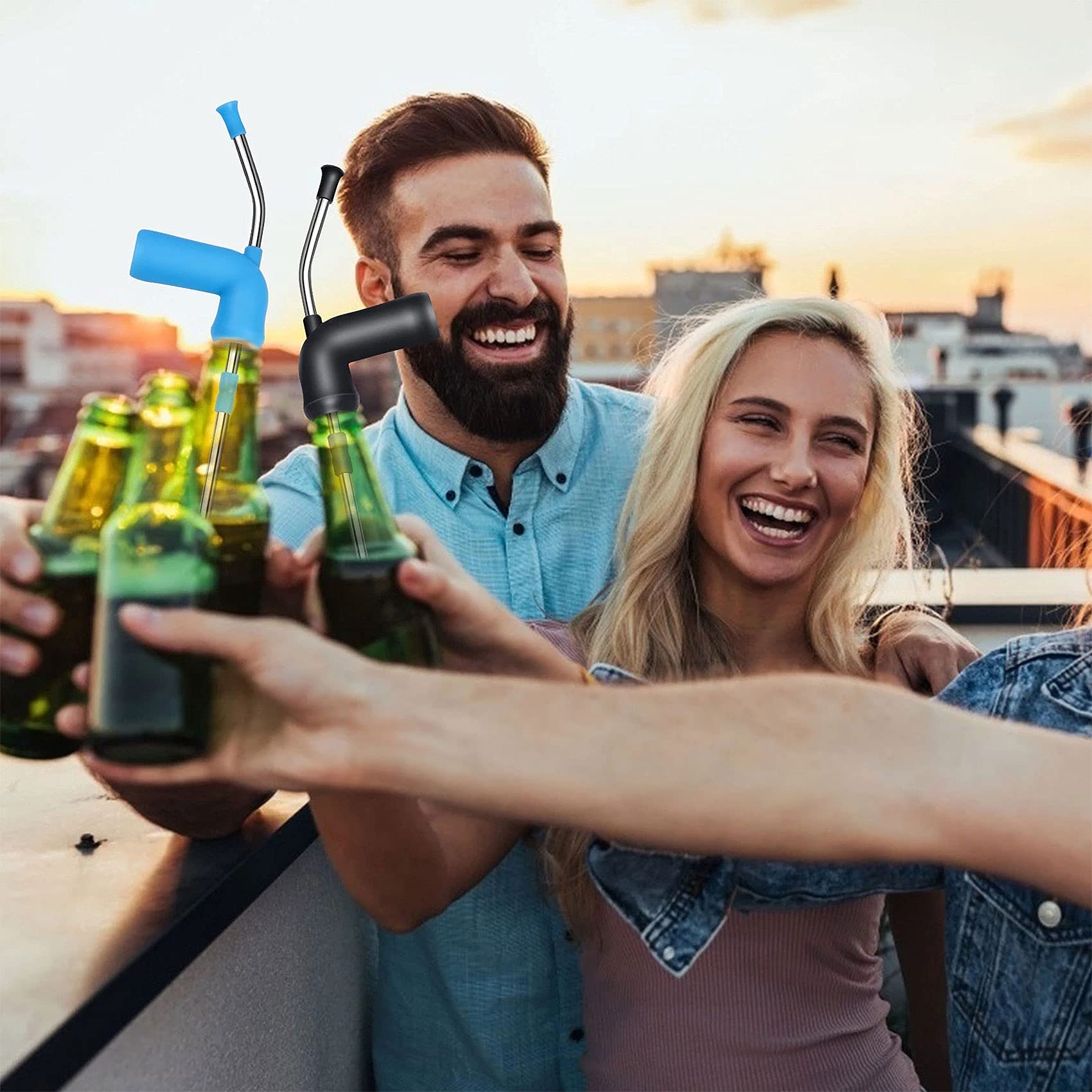 Abnaok 2 sztuki fajki do piwa, fajka do piwa, piwo na imprezę, dozownik do piwa, Double Beer Snorkel