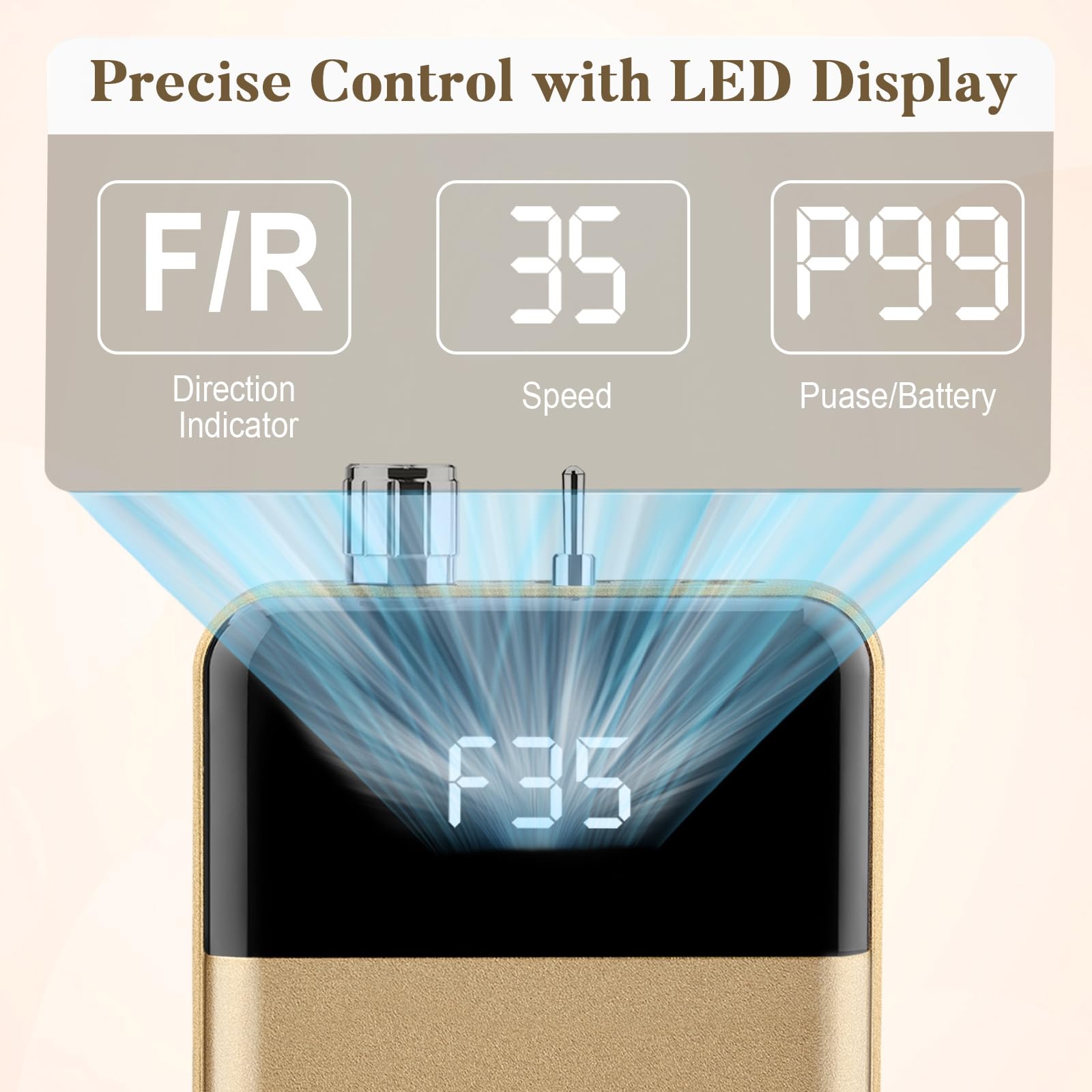 Kredioo 6 in 1 Nail Drill Machine Rechargeable, 35000RPM Electric E File with LCD Display - Image 4