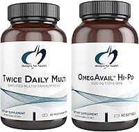 Vista 1 de Designs for Health OmegAvail Hi-Po (60 cápsulas blandas) EPA DHA TG Omega-3 con dos veces al día Multi (60 cápsulas) Multivitamínico/mineral premium