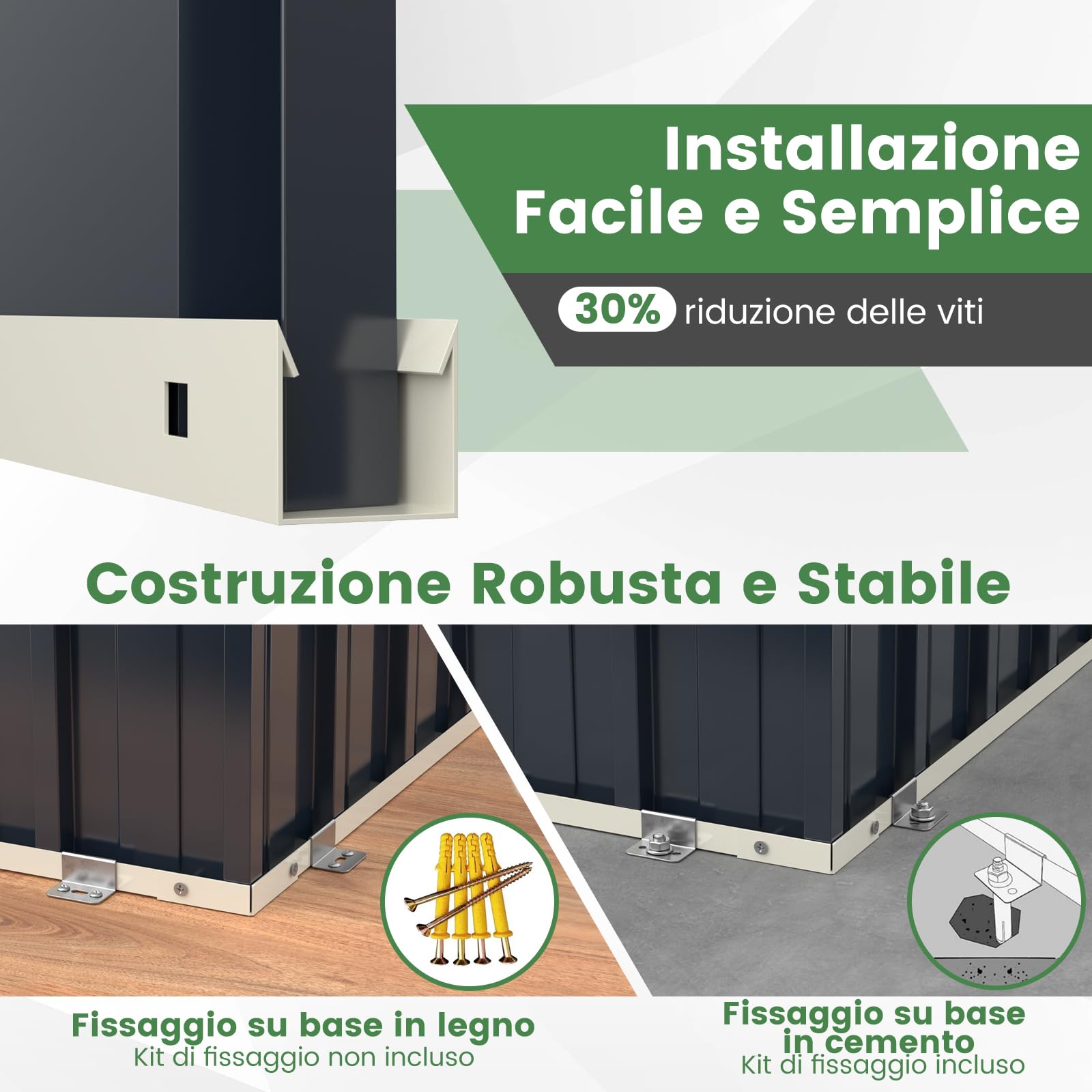 COSTWAY Copribidone Spazzatura Esterno Doppio, Casetta Porta Attrezzi da Giardino in Metallo Zincato con Porta Bloccabile, Tetto Apribile e Struttura a Scatto