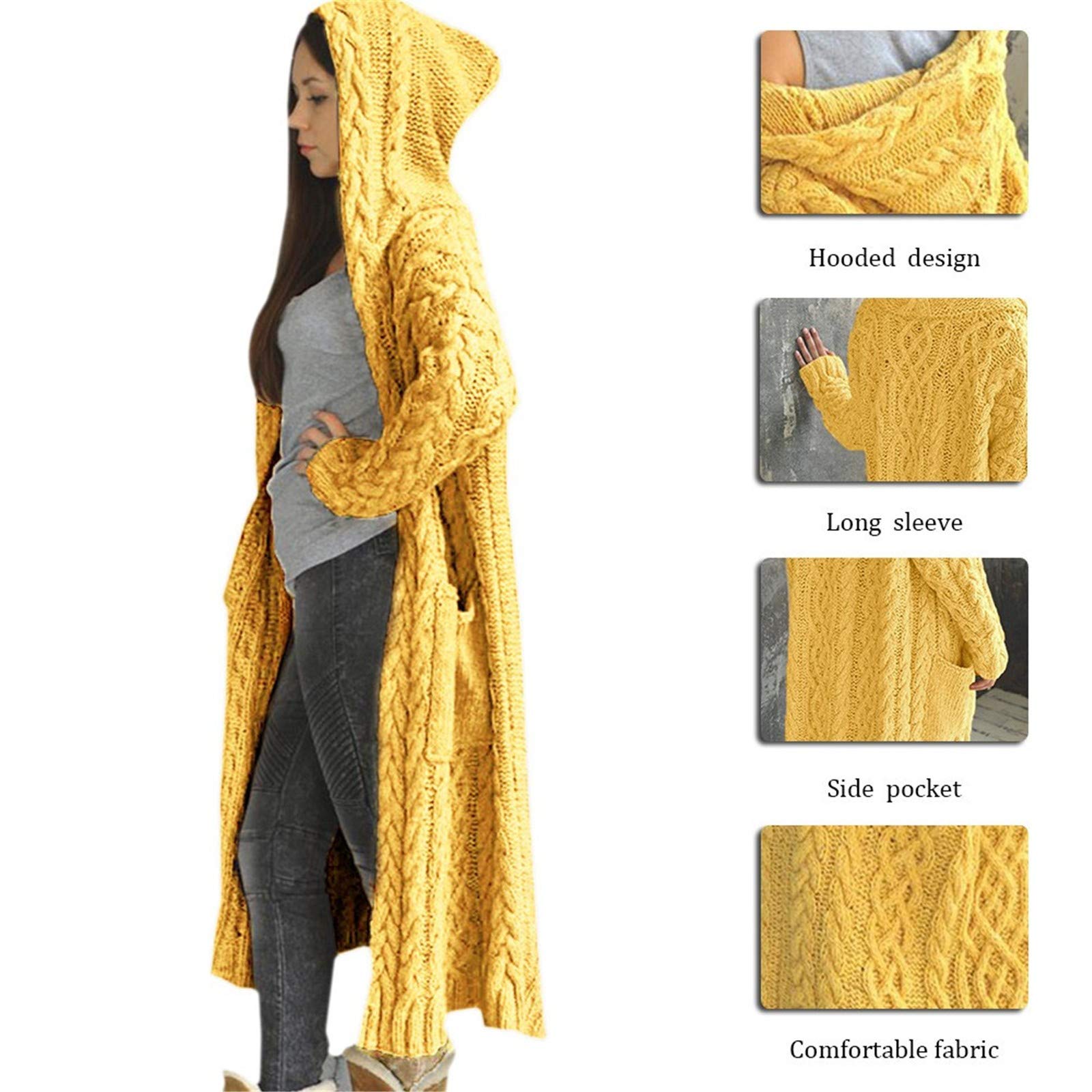Cárdigan con botones para mujer, suéter de punto grueso de gran tamaño, suave, manga larga, parte delantera abierta, abrigo holgado con 2 bolsillos, ropa de punto acanalado, ropa de abrigo ligera y