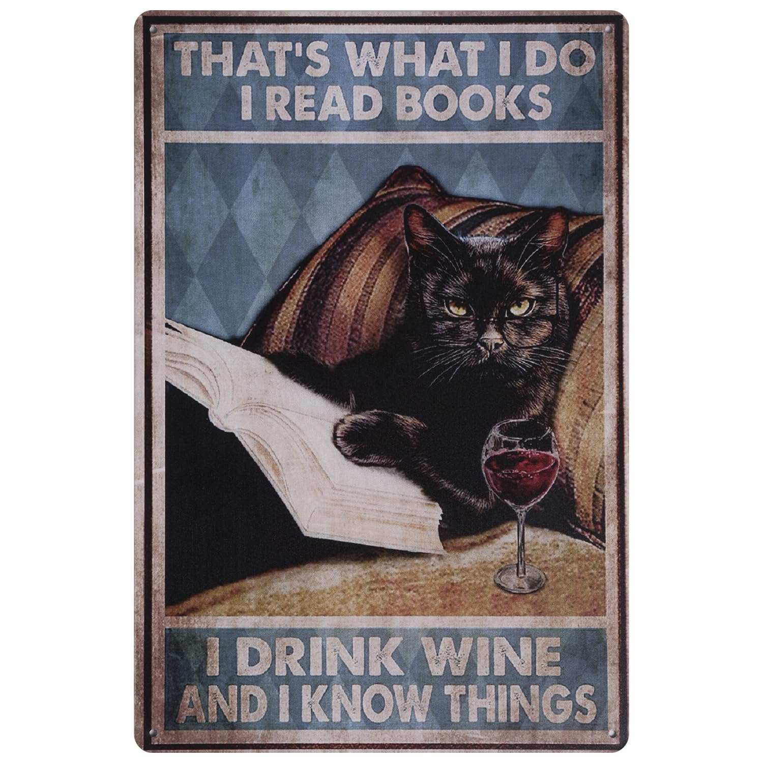 猫2ブリキ看板ヴィンテージ壁掛けパネルアンティークレトロ雑貨