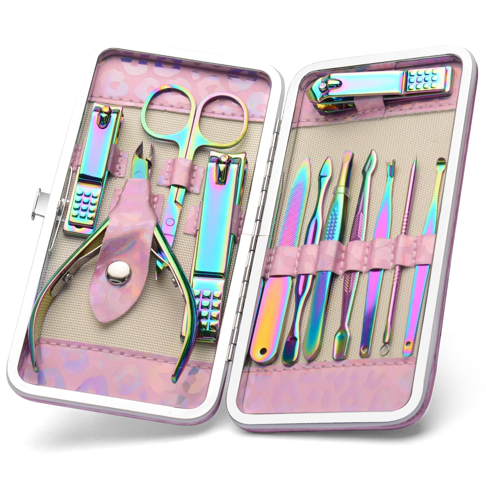 CGBE Nail Clippers Set, Manicure Set Pedicure 12 Pieces Stainless Steel Manicure Kit Professional Grooming Care Tools with Luxurious Travel Case