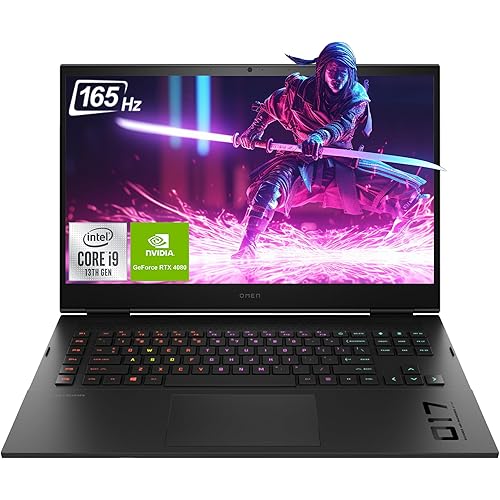 HP Omen Gaming Laptop, 17.3" QHD Display, Intel Core i9-13900HX, 64 GB DDR5 RAM, 2 TB PCIe NVMe, NVIDIA GeForce RTX 4080, Backlit Keyboard, Windows 11 Home, Black