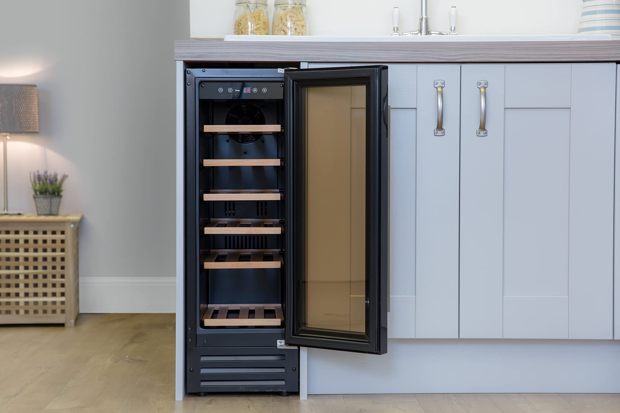 Russell Hobbs Freestanding or Integrated Large, Drinks & Wine Chiller with Glass Door, 18 Bottle Capacity in Black RHBI18WC1 — view 8