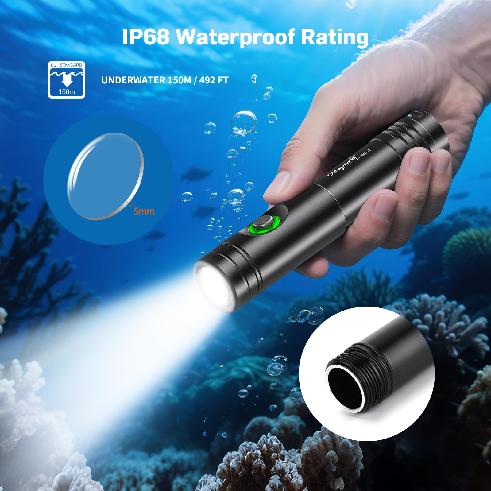 【在庫セール】Odepro WD12 IPX8 Max 1050ルーメン ダイビ 人気商品】Odepro WD12 IPX8 Max 1050ルーメン ダイビンの通販