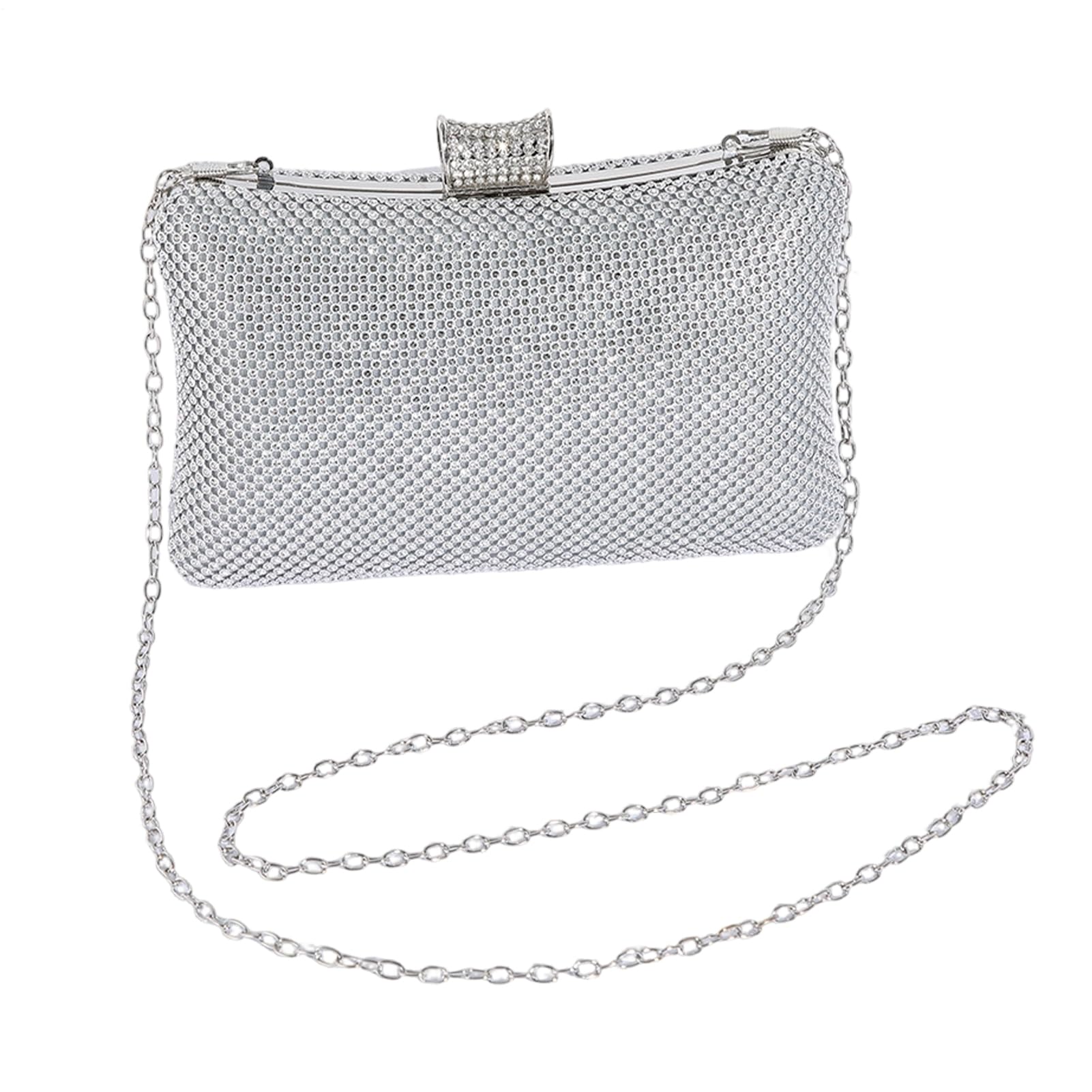Pochette da sera con strass scintillanti, elegante borsa da festa con cinturino a catena, design robusto della struttura, ideale per matrimoni, balli, banchetti, occasioni speciali, serate glam