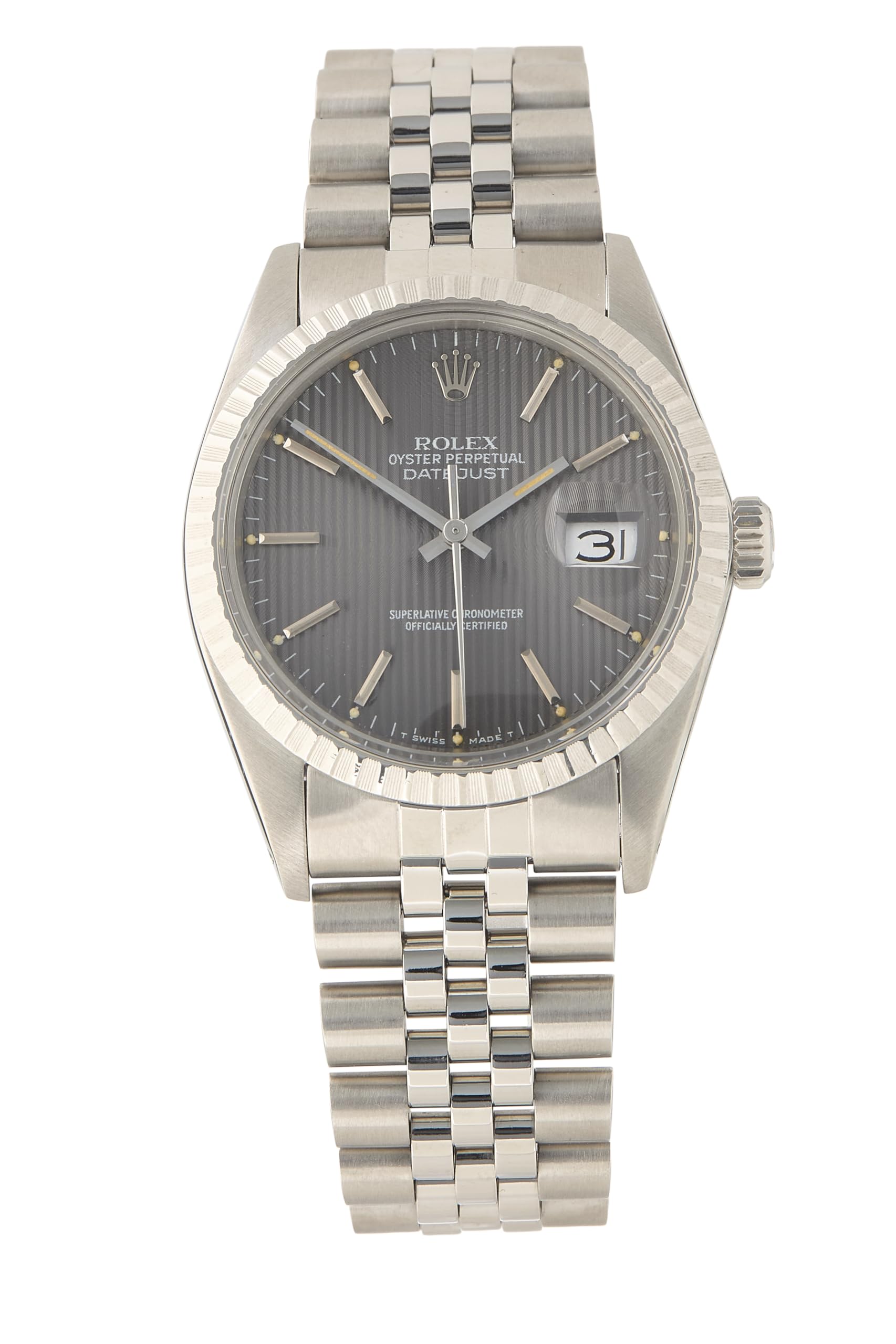 Pre-loved Stainless Steel Tapestry Dial Datejust 16030 36mm, Grey