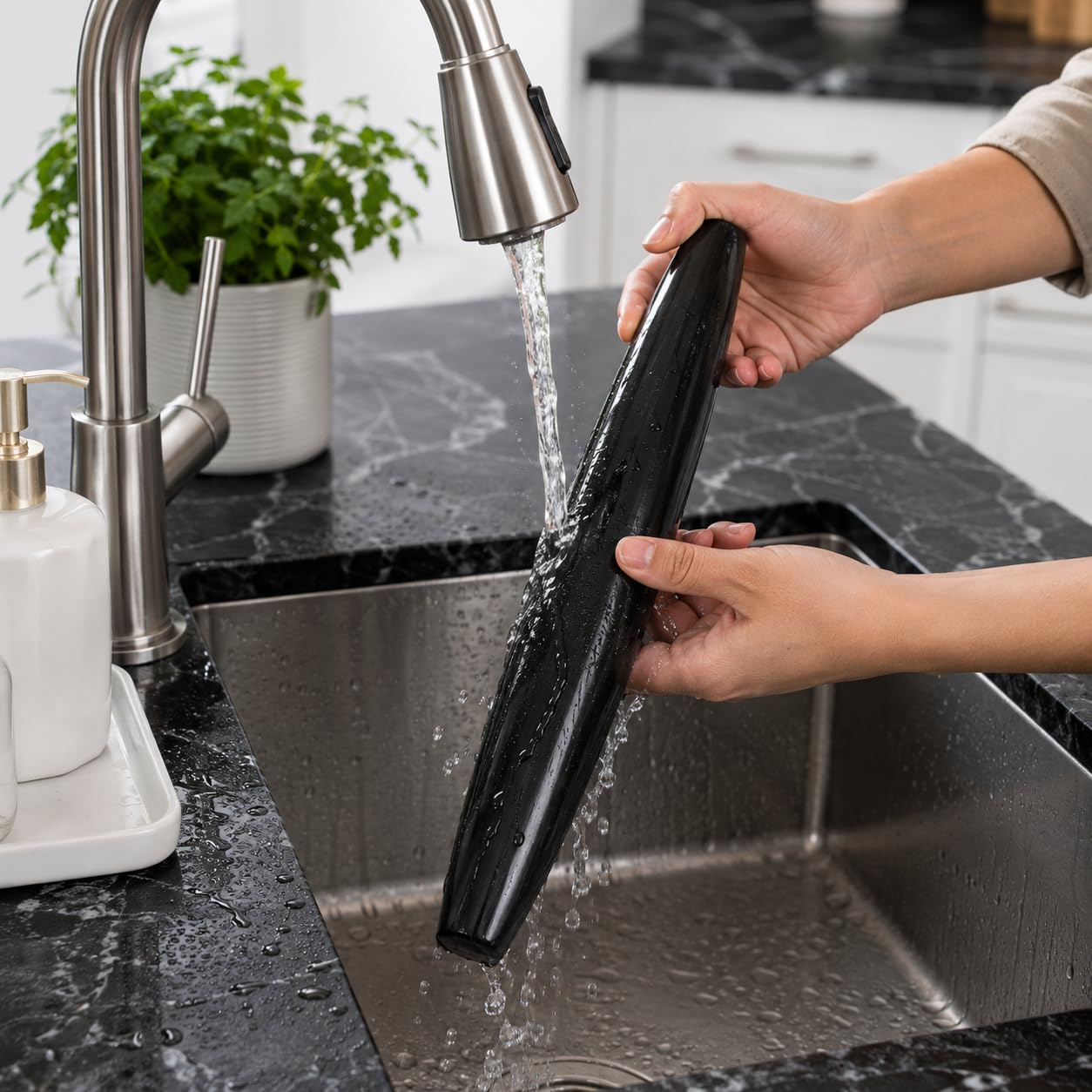 Mármol Kraft Marblous 12.5 pulgadas Negro French Rolling Pin de mármol multicolor y Rolling Pins para hornear, accesorios de hornear o rodillo de masa para panaderos y chef. (Negro)